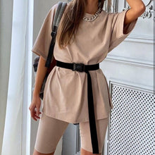 Load image into Gallery viewer, Wixra Womens Suits Leisure Wear Suit With Sashes Short Sleeve Tee+Shorts Casual Wear Womens Two Pieces Sets Summer
