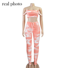 Load image into Gallery viewer, Simenual Slip Strap Tie Dye Bodycon Women Matching Sets Sexy Club Fashion Skinny 2 Piece Outfits Crop Top And Stacked Pants Set
