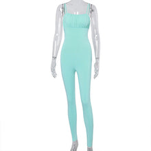 Load image into Gallery viewer, Hugcitar 2020 sleeveless ruched backless bandage sexy bodycon jumpsuit summer women fashion streetwear jumper
