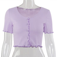 Load image into Gallery viewer, New Girls Summer Cardigan Sweater Slim Fit Cardigan Short Sleeve V Neck Women Summer Blouse y2k aesthetic Lace sleeve T-shirt
