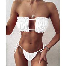 Load image into Gallery viewer, Sexy Bikini 2020 Pleated Bandeau Swimsuit Female Swimwear Women Mini Thong Bikini Set Bather Swimming Beachwear for Bathing Suit

