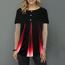 Load image into Gallery viewer, Women Summer O-neck Short Sleeve Blouses Loose Casual Striped Ladies Blouse 2020 Plus Size 5XL Female Cozy Button Clothing
