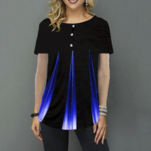 Load image into Gallery viewer, Women Summer O-neck Short Sleeve Blouses Loose Casual Striped Ladies Blouse 2020 Plus Size 5XL Female Cozy Button Clothing
