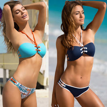 Load image into Gallery viewer, Bikini swimsuit women 2017 bikini set Neck Strap push-up biquini maillot de bain bikinis swimwear beach wear Swim Monokini
