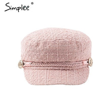 Load image into Gallery viewer, Simplee Hot stamping visor military cap women hat Autumn winter cotton fashion ladies cap Vintage England style flat cap 2018
