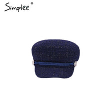 Load image into Gallery viewer, Simplee Hot stamping visor military cap women hat Autumn winter cotton fashion ladies cap Vintage England style flat cap 2018
