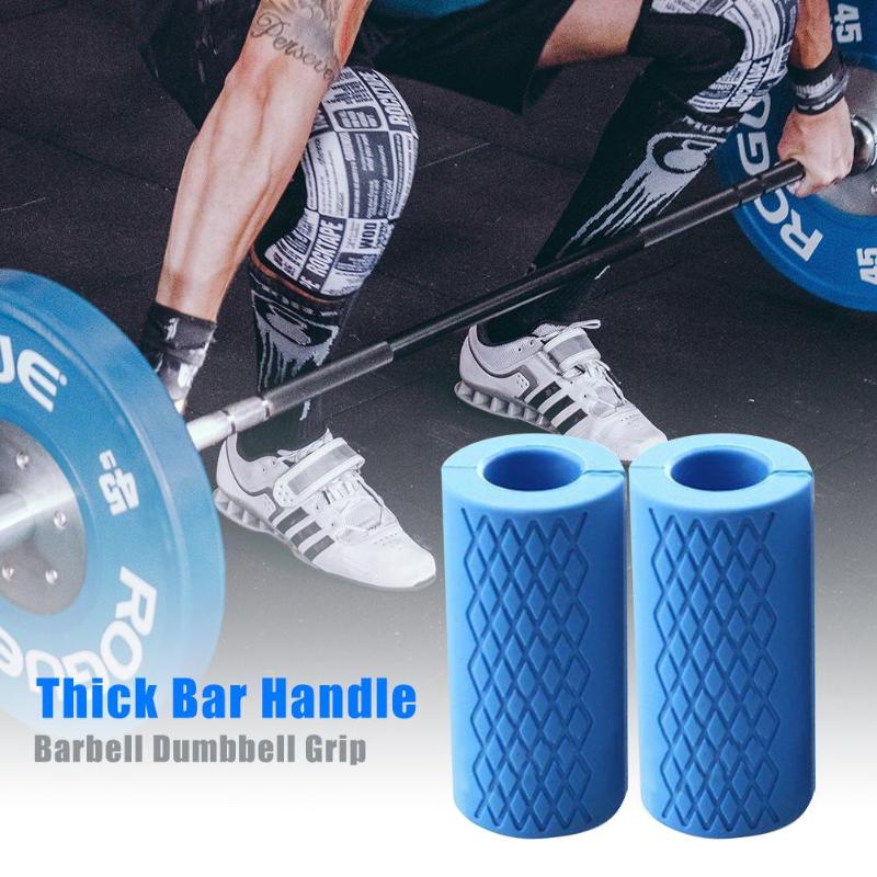 right 1 Pair Barbell Dumbbell Grips Silicone Anti-slip Forearm Fat Grip