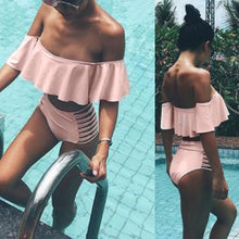 Load image into Gallery viewer, Summer Ruffle Bikini Set Swimwear Women Sexy Women's Solid Swimsuit Off Shoulder Beachwear Bathing Suits 2019
