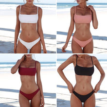 Load image into Gallery viewer, 2019 New Summer Women Solid Bikini Set Push-up UnPadded Bra Swimsuit Swimwear Triangle Bather Suit Swimming Suit biquini
