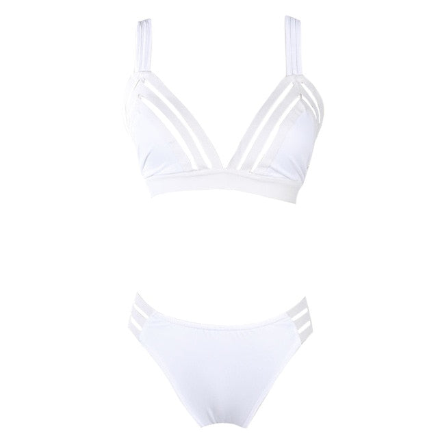2019 Two-piece Sexy padded Bikini Women Swimwear Swimsuit Bra Briefs Set Underwear Solid Bathing Suit Biquini Plus Size S-XL