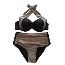 Load image into Gallery viewer, Summer 2019 Halter Bikini Wired Padded Swimsuit Cut Out Swimwear Vintage Swimwear Patchwork Beach Wear Push Up Bikini Set
