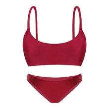 Load image into Gallery viewer, Sexy Women Split Swimwear Padded Bikini Set Push Up Two Piece Bathing Suit Solid Color Low Waist Beachwear
