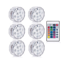 Load image into Gallery viewer, 10 Led Remote Controlled RGB Submersible Light Battery Operated Underwater Night Lamp Outdoor Vase Bowl Garden Party Decoration
