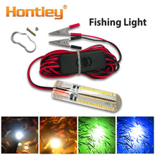 Load image into Gallery viewer, Hontiey LED Underwater Fishing Light DC 12V Blue Green Warm White Color Attract Fish Prawns Squid Krill for Boat Pier Night Lake
